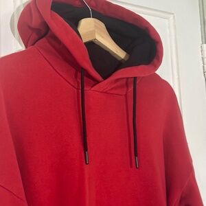 Thick Oversized Red Hoodie w Black Interior